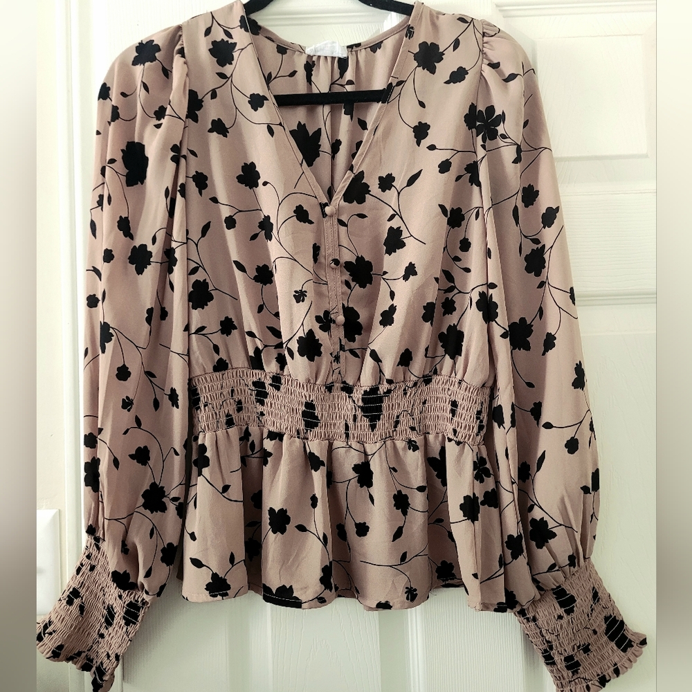Sienna Sky Blush & Black Floral Blouse